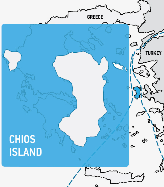 chios map of hot spots around island